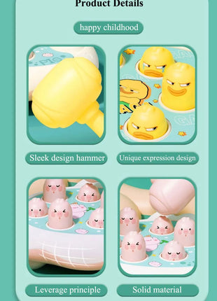 Duck/Frog/Pig Baby Toy Montessori Learning Game Educational Puzzle Gift for 12 24 Months Toddler Boy/Girl with Hammer - www.AmBreak.com - 