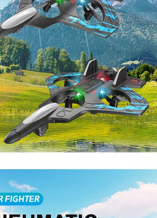 Glider Flying Helicopter RC Hobby Jet Plane 2.4G Stunt Remote Control Foam Fighter Airplane Toy With Light - www.AmBreak.com - 