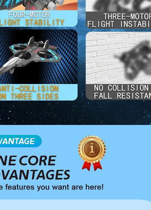 Glider Flying Helicopter RC Hobby Jet Plane 2.4G Stunt Remote Control Foam Fighter Airplane Toy With Light - www.AmBreak.com - 