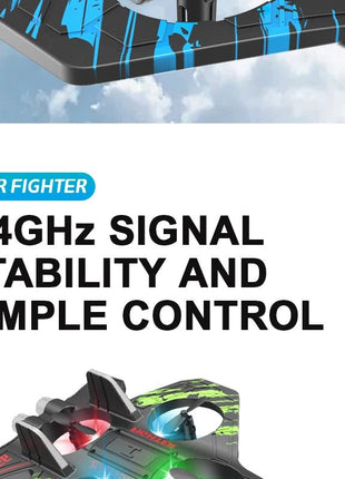 Glider Flying Helicopter RC Hobby Jet Plane 2.4G Stunt Remote Control Foam Fighter Airplane Toy With Light - www.AmBreak.com - 