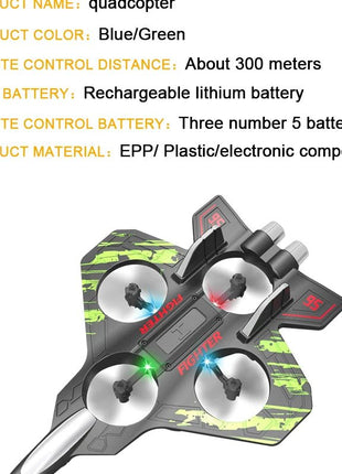 Glider Flying Helicopter RC Hobby Jet Plane 2.4G Stunt Remote Control Foam Fighter Airplane Toy With Light - www.AmBreak.com - 