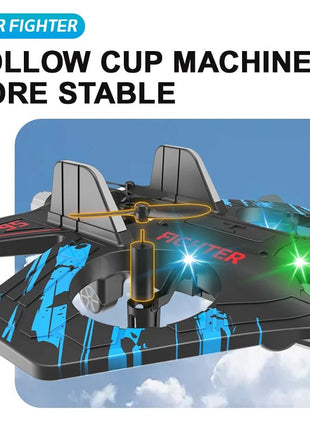 Glider Flying Helicopter RC Hobby Jet Plane 2.4G Stunt Remote Control Foam Fighter Airplane Toy With Light - www.AmBreak.com - 