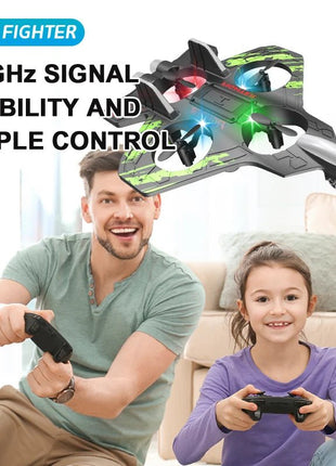 Glider Flying Helicopter RC Hobby Jet Plane 2.4G Stunt Remote Control Foam Fighter Airplane Toy With Light - www.AmBreak.com - 