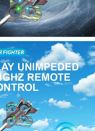 Glider Flying Helicopter RC Hobby Jet Plane 2.4G Stunt Remote Control Foam Fighter Airplane Toy With Light - www.AmBreak.com - 