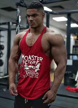 Gym T-shirts Suspenders Man Stringer Fitness Shirt Bodybuilding Shirt Men Top for Fitness Vests Men's Vest Sleeveless Sweatshirt - www.AmBreak.com - 