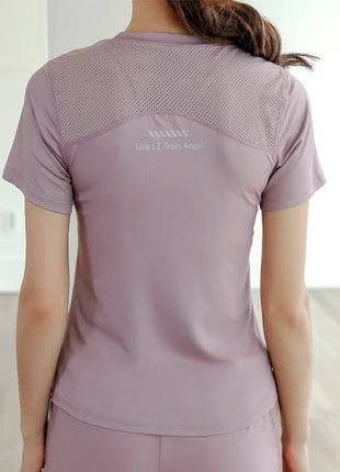 GymHUB Yoga Wear Sports Tops Short Sleeve Running Training Quick Drying Summer Thin Slim Gym - www.AmBreak.com - 