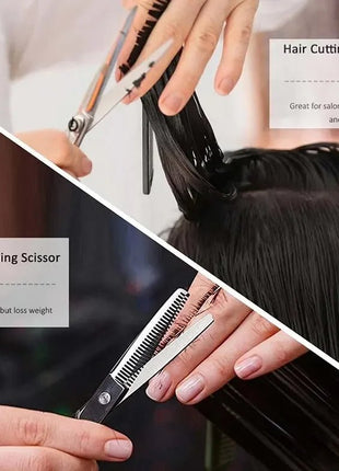Hairdressing Scissors Stainless Steel Professional Hairdressing Scissors Cutting Thinning Scissors Barber Shear Home Salon - www.AmBreak.com - 