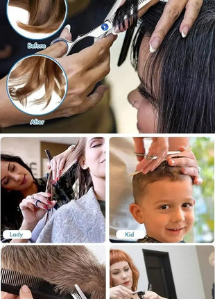 Hairdressing Scissors Stainless Steel Professional Hairdressing Scissors Cutting Thinning Scissors Barber Shear Home Salon - www.AmBreak.com - 