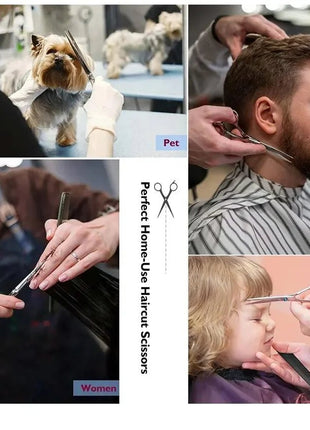 Hairdressing Scissors Stainless Steel Professional Hairdressing Scissors Cutting Thinning Scissors Barber Shear Home Salon - www.AmBreak.com - 