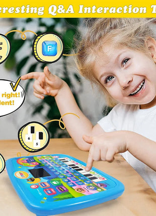 Kids’ Education Tablet Toy, Age 3+ Literacy Math Music Learning, Doubles as Electronic Keyboard, Birthday Christmas Gift - www.AmBreak.com - 