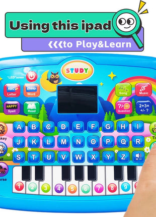 Kids’ Education Tablet Toy, Age 3+ Literacy Math Music Learning, Doubles as Electronic Keyboard, Birthday Christmas Gift - www.AmBreak.com - 