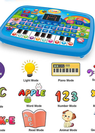 Kids’ Education Tablet Toy, Age 3+ Literacy Math Music Learning, Doubles as Electronic Keyboard, Birthday Christmas Gift - www.AmBreak.com - 
