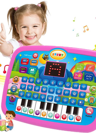 Kids’ Education Tablet Toy, Age 3+ Literacy Math Music Learning, Doubles as Electronic Keyboard, Birthday Christmas Gift - www.AmBreak.com - 