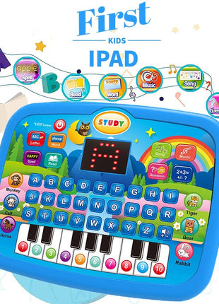 Kids’ Education Tablet Toy, Age 3+ Literacy Math Music Learning, Doubles as Electronic Keyboard, Birthday Christmas Gift - www.AmBreak.com - 