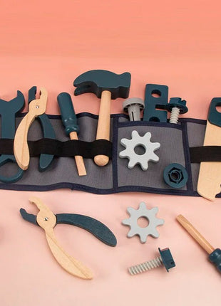 Kids Pretend Play Toy Tool Role Playing Educational Toys 3 - 6 Year Old Boys Wooden Simulation Children's Repairman Waist Bag Set - www.AmBreak.com - 