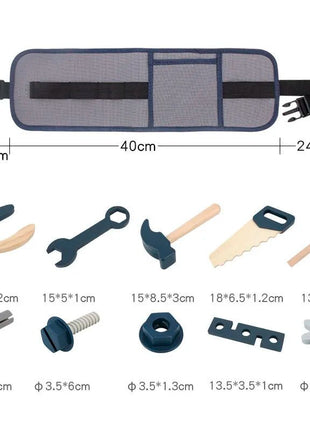 Kids Pretend Play Toy Tool Role Playing Educational Toys 3 - 6 Year Old Boys Wooden Simulation Children's Repairman Waist Bag Set - www.AmBreak.com - 
