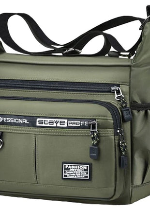 Men's cross - body bag with multi - layered pockets, adjustable shoulder strap, business single - shoulder bag - www.AmBreak.com - 