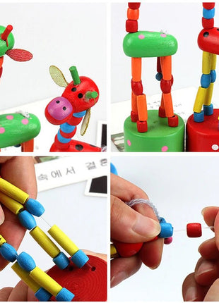 Montessori Toys Educational Wooden Toys for Children Early Learning Exercise Baby Fingers Flexible Materials Giraffe Toy Gifts - www.AmBreak.com - 