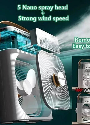 New 3 In 1 Fan AIr Conditioner Household Small Air Cooler LED Night Light Portable Humidifier Air Adjustment Fan Office Home Fan - www.AmBreak.com - 
