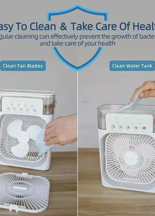New 3 In 1 Fan AIr Conditioner Household Small Air Cooler LED Night Light Portable Humidifier Air Adjustment Fan Office Home Fan - www.AmBreak.com - 