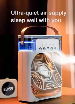 New 3 In 1 Fan AIr Conditioner Household Small Air Cooler LED Night Light Portable Humidifier Air Adjustment Fan Office Home Fan - www.AmBreak.com - 