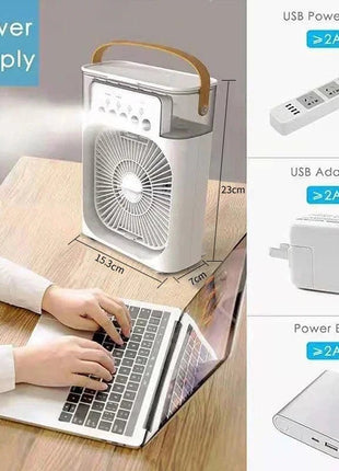 New 3 In 1 Fan AIr Conditioner Household Small Air Cooler LED Night Light Portable Humidifier Air Adjustment Fan Office Home Fan - www.AmBreak.com - 