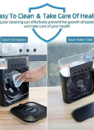 New 3 In 1 Fan AIr Conditioner Household Small Air Cooler LED Night Light Portable Humidifier Air Adjustment Fan Office Home Fan - www.AmBreak.com - 