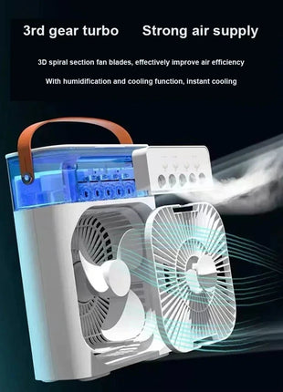 New 3 In 1 Fan AIr Conditioner Household Small Air Cooler LED Night Light Portable Humidifier Air Adjustment Fan Office Home Fan - www.AmBreak.com - 