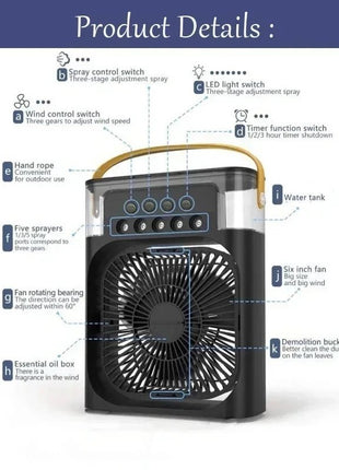 New 3 In 1 Fan AIr Conditioner Household Small Air Cooler LED Night Light Portable Humidifier Air Adjustment Fan Office Home Fan - www.AmBreak.com - 