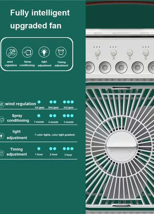 New 3 In 1 Fan AIr Conditioner Household Small Air Cooler LED Night Light Portable Humidifier Air Adjustment Fan Office Home Fan - www.AmBreak.com - 