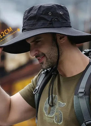 New Sun Protection Fishing Hat Summer Breathable Mesh Camping Hiking Caps Anti - UV Sun Hat Mountaineering Caps Men's Panama Hat - www.AmBreak.com - 