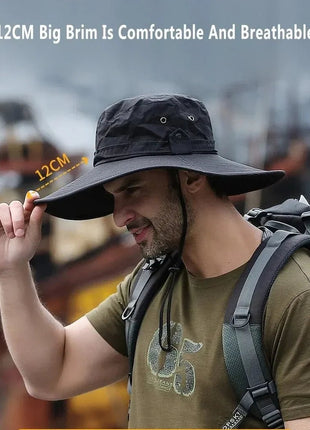 New Sun Protection Fishing Hat Summer Breathable Mesh Camping Hiking Caps Anti - UV Sun Hat Mountaineering Caps Men's Panama Hat - www.AmBreak.com - 