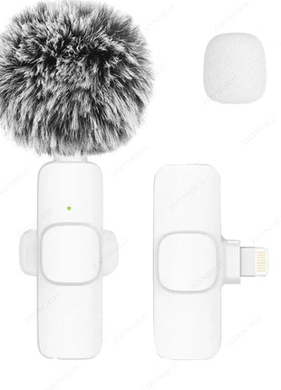 New Wireless Lavalier Microphone Portable Audio Video Recording Mini Microphone for iPhone Android PC Camera Live Gaming Phone - www.AmBreak.com - 