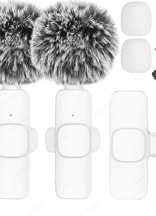 New Wireless Lavalier Microphone Portable Audio Video Recording Mini Microphone for iPhone Android PC Camera Live Gaming Phone - www.AmBreak.com - 