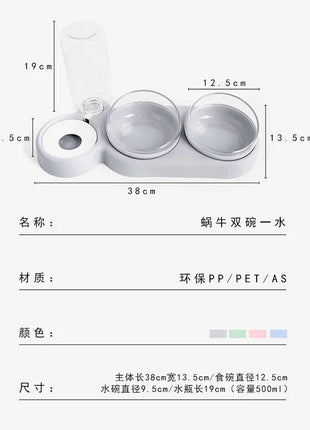 Pet Cat Food Bowl, Splash - proof Water, Three Bowl Neck Protection, Automatic Feeder, Water Storage Dispenser, Pet Dog Feeder - www.AmBreak.com - 