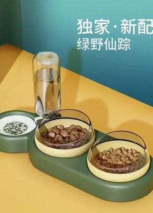 Pet Cat Food Bowl, Splash - proof Water, Three Bowl Neck Protection, Automatic Feeder, Water Storage Dispenser, Pet Dog Feeder - www.AmBreak.com - 