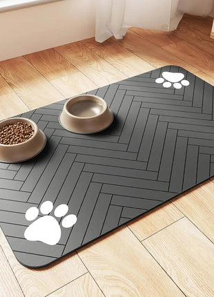 Pet Feeding Mat - Absorbent Pet Placemat for Food and Water Bowl, with Waterproof Rubber Backing, Quick Dry Water Mat for Dog Cat - www.AmBreak.com - 