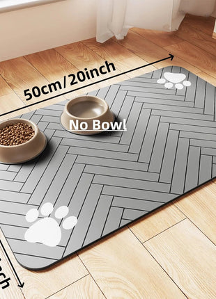 Pet Feeding Mat - Absorbent Pet Placemat for Food and Water Bowl, with Waterproof Rubber Backing, Quick Dry Water Mat for Dog Cat - www.AmBreak.com - 