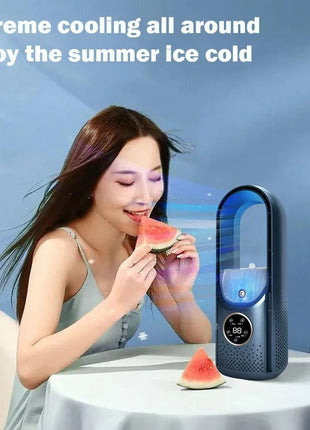 Portable Mini Air Conditioner USB Air Cooler Bladeless Electric Fan 6 - speed Silent Timed Air Conditioner Cooling Fan - www.AmBreak.com - 