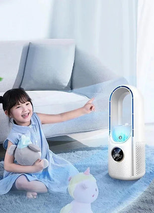 Portable Mini Air Conditioner USB Air Cooler Bladeless Electric Fan 6 - speed Silent Timed Air Conditioner Cooling Fan - www.AmBreak.com - 