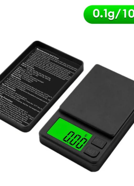 Precision Pocket Scale 1000g X 0.1g - Digital Gram, Food, Jewelry, Ounces/Grains Scale with Backlit LCD - Mini Scale for Travel - www.AmBreak.com - 