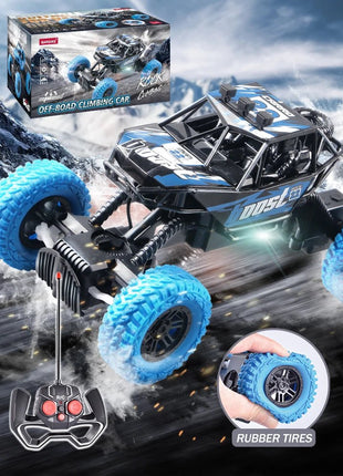 Remote control car with colorful flashing lights, rubber wheels, off - road toy car suitable for Christmas children's gifts - www.AmBreak.com - 