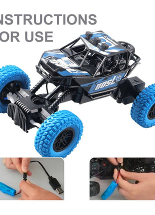 Remote control car with colorful flashing lights, rubber wheels, off - road toy car suitable for Christmas children's gifts - www.AmBreak.com - 
