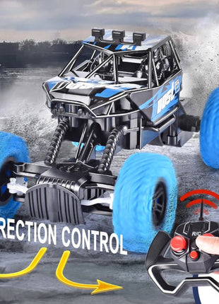 Remote control car with colorful flashing lights, rubber wheels, off - road toy car suitable for Christmas children's gifts - www.AmBreak.com - 