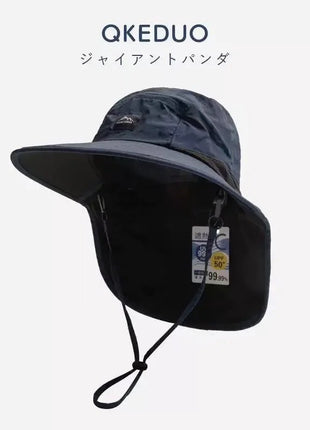 Unisex Summer Wide Brim Waterproof and Quick - drying Panama Caps Outdoor Visor Bucket Hats Mesh Breathable Sun Hat with Neck Flap - www.AmBreak.com - 