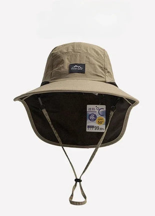 Unisex Summer Wide Brim Waterproof and Quick - drying Panama Caps Outdoor Visor Bucket Hats Mesh Breathable Sun Hat with Neck Flap - www.AmBreak.com - 