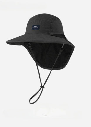 Unisex Summer Wide Brim Waterproof and Quick - drying Panama Caps Outdoor Visor Bucket Hats Mesh Breathable Sun Hat with Neck Flap - www.AmBreak.com - 