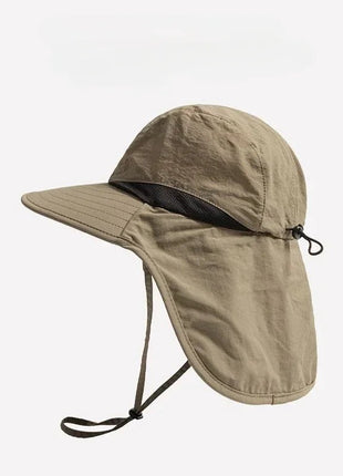 Unisex Summer Wide Brim Waterproof and Quick - drying Panama Caps Outdoor Visor Bucket Hats Mesh Breathable Sun Hat with Neck Flap - www.AmBreak.com - 