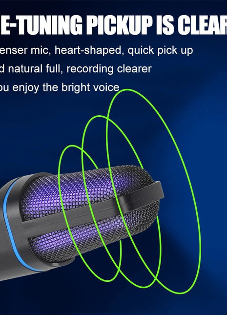 USB Microphone RGB Microfone Condensador Wire Gaming Mic for Podcast Recording Studio Streaming Laptop Desktop PC - www.AmBreak.com - 