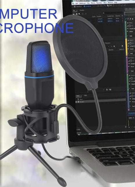 USB Microphone RGB Microfone Condensador Wire Gaming Mic for Podcast Recording Studio Streaming Laptop Desktop PC - www.AmBreak.com - 